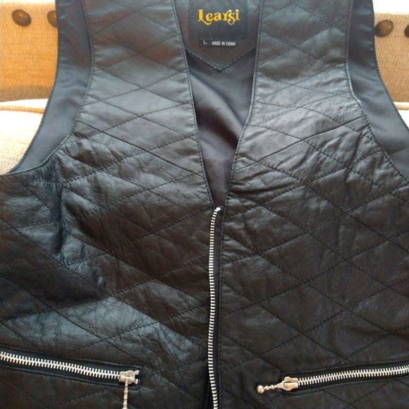 🚨Learsi Black Genuine Leather Vest - Picture 1 of 5